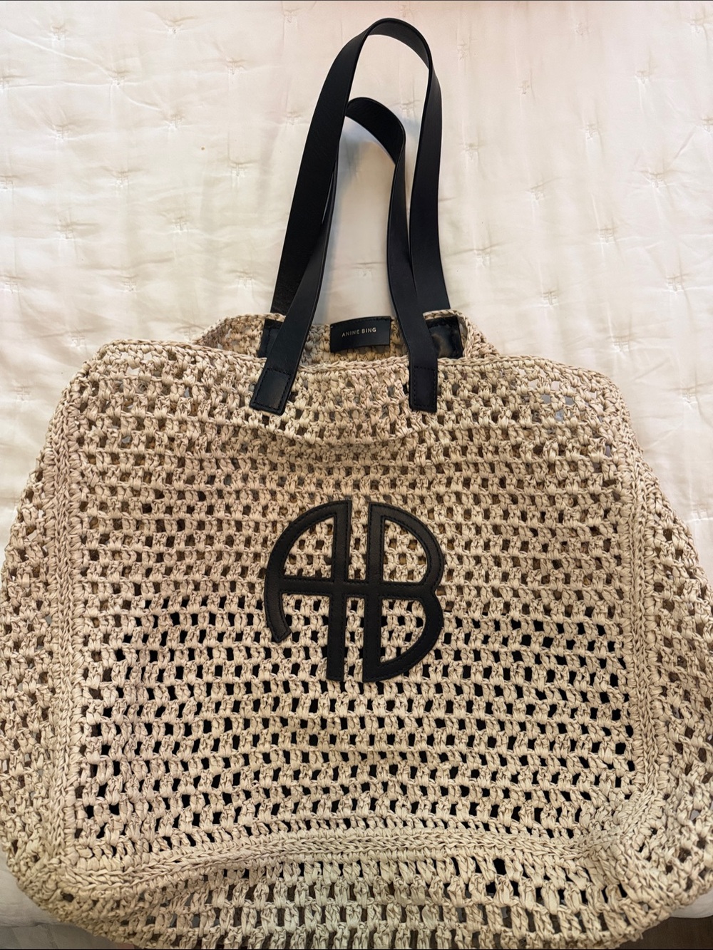 Anine Bing LARGE RIO TOTE with Black Trim